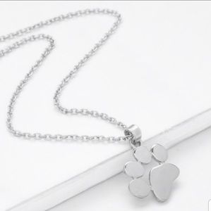 Silver Dainty Cat Dog Paw Print Necklace